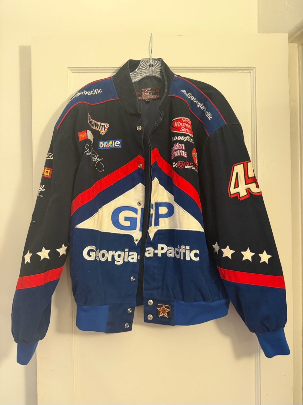 Georgia-Pacific Racing Bomber Jacket in Navy, Red & White